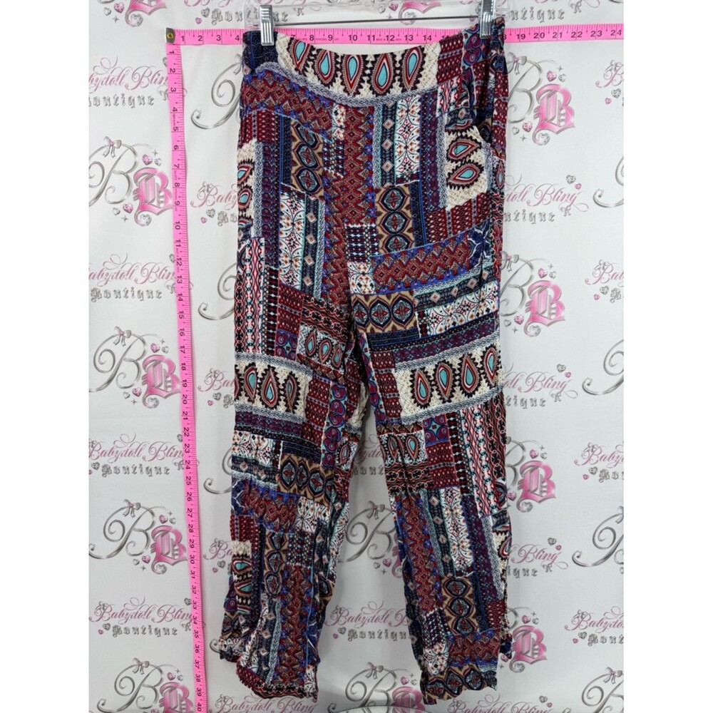 Papillion Joggers Elastic-Waist with Bohemian Patchwork Multicolor vintage